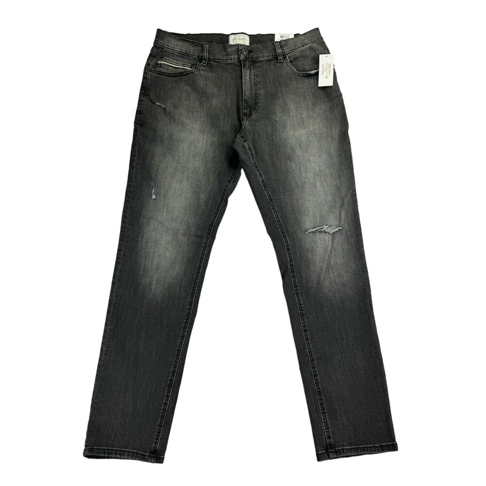 Sun + Stone Mens Athletic Slim Fit Oil Chrome Wash Jeans Gray 36